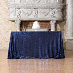 SquarePie Sequin Tablecloth 60x120 Inch Navy Blue for Wedding Party - Image 4