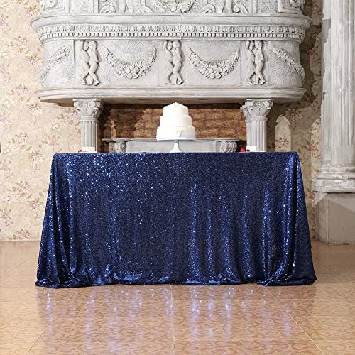 SquarePie Sequin Tablecloth 60x120 Inch Navy Blue for Wedding Party - Image 4