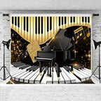 Piano Backdrop, Piano Keyboard Musical Notes Photography Background, 10x7ft - Image 2