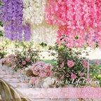 Waipfaru 24 Pack Wisteria Hanging Flowers, 3.6 Feet Wisteria Artificial Flowers, Wisteria Garland, Hanging Flowers for Wedding Decoration, Vines for Bedroom Home Wall Decor (White & Pink & Purple) - Image 5