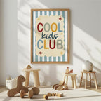 Framed 24x36 inch Trendy Preppy Blue Striped Wall Art Cool Kids Club Quotes Poster Modern Funny Toddler Canvas Prints for Kids Playroom Bedroom Wall Decor - Image 4