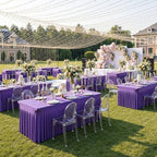 4 Pack Purple Spandex Tablecloths for 6 Foot Rectangle Tables, Wrinkle Free Stretchy Table Cloths 6ft Fitted Table Cover DeskSkirt for Weddings Birthday Party Banquet Baby Shower - Image 6