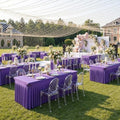 6 Pack Purple Spandex Tablecloths for 6 Foot Rectangle Tables, Wrinkle Free Stretchy Table Cloths 6ft Fitted Table Cover DeskSkirt for Weddings Birthday Party Banquet Baby Shower by Htper