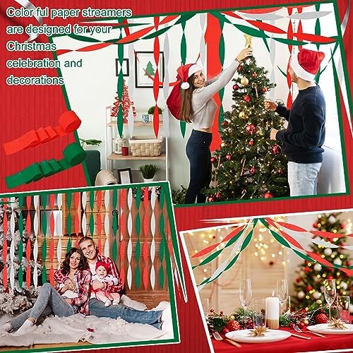 Qilery 36 Rolls Crepe Paper Streamers Hanging Party Decoration Colored Streamers Party Decorations for Birthday Wedding Baby Shower Gender Reveal Engagement (Red, White, Green,1.8 Inch x 98 ft) - Image 4