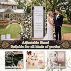 Floral Wedding Welcome Sign Stand with Satin Ribbon, Black - Image 6