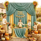 50ft x 12ft Grayish Green Backdrop Curtains for Parties, Wrinkle Free 10 Panels Photo Backdrop Drapes Back Drop Cloth for Wedding Birthday Photography Background Decor - Image 6