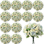 Tigeen 12 Bundles Peonies Artificial Flowers Faux Roses, Green by Tigeen
