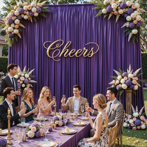 Purple Satin Backdrop Curtains 8 Panels - Glitter Photo Drapes for Baby Shower, 40x10FT Shimmer Back Drop Cloth, Wrinkle Free for Birthday Party Prom Wedding Stage Background - Image 4