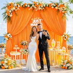 10x10ft Orange Backdrop Curtains for Wedding Parties Wrinkle Free Orange Curtains Photo Backdrop Drapes for Photography Birthday Baby Shower Soft Fabric Party Backgournd for Photoshoot - Image 6