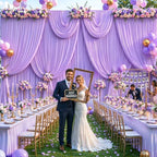 10 Panels Lavender Backdrop Curtain for Parties Wedding Wrinkle Free Light Purple Photo Curtains Backdrop Drapes Fabric Decoration for Baby Shower Photoshoot 50ft(W) x 10ft(H) - Image 2
