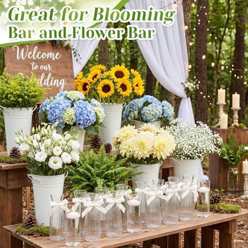 LemonRoad 12 Pcs Vintage Plastic Vases for Centerpieces Small Clear Flower Vase with Beige Ribbon for Farmhouse Wedding Housewarming Pink Birthday Party Favors Rustic Home Tabletop Decoration - Image 3