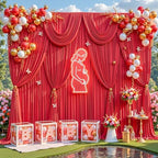 40x15ft Red Backdrop Curtains for Parties Wrinkle Free Fabric Backdrop Curtain Birthday Photo Drapes Backdrop for Wedding Baby Shower Bridal Shower Photography Stage Back Drop 8 Panels 5x15FT - Image 2