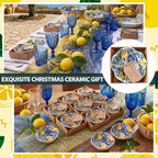 SiliFine 12 Pcs Capri Lemon Party Favors for Guests Small Ceramic Bowl Bulk Gifts Set 3.3 Inch Floral Design Mini Dipping Sauce Dish with Card Box for Bridal Pooja Baby Shower Birthday Guest Gift - Image 6