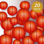 Quasimoon PaperLanternStore.com Ultimate 20-Piece Red Paper Lantern Party Pack - Assorted Sizes of 6, 8, 10, 12 Inch (5 Round Lanterns Each) for Weddings, Birthday, Events and Decor - Image 2