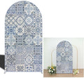 Curved Top Arch Cover Backdrop 4x7ft Mediterranean Portuguese Patchwork Tile Theme Spandex Background for Birthday Wedding Shower Banquet Porcelain Party Decoration by FiVan