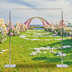 Wedding Arch Square Backdrop Stand Wedding Decorations Arch Party Ceremony Backdrop Stand Metal Stainless Steel Frame Wedding Arches for Ceremony Silver w/ Steel Base (3X3m/9.84X9.84ft) - Image 2