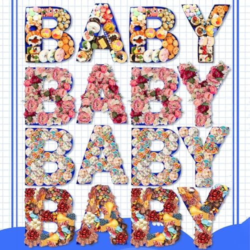 Mifoci 4 Pcs 13.7" Baby Charcuterie Board Letters Food Trays, Royal Blue - Image 6