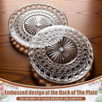 10 Pcs Round Plastic Serving Platters Bulk Clear Plastic Tray Acrylic Crystal Flan Plates Diamond Embossed Dinnerware for Party Food Cake Cookie Fruits Birthday Wedding Supplies(13.8 Inch) - Image 4