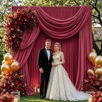Gallety Red Backdrop Curtain for Wedding, Polyester Photo Backdrop Drapes - 40FT x 10FT Cloth Backdrop Curtain for Celebration,Stage, Social Events, Graduation,Engagement Party Decorations - Image 5