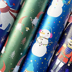 Jillson Roberts Christmas Wrapping Paper Roll Bundle with Cut Lines on Reverse (25 sq ft per roll, 100 Total Sq Ft) Polar Bear, Nutcracker Ballet, Gnome for Christmas, Snowman Party, 4 Pack - Image 2