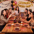 Ceenna 452 Pcs Red Cheetah Print Birthday Party Decorations for 50, Cheetah and Cherry Print Plates Napkins Cup Tablecloth Cutlery Straw Leopard Disposable Tableware for Women Y2K Night Party Supplies - Image 4