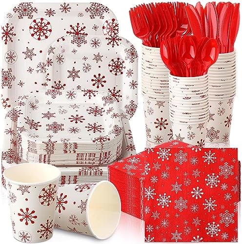 350 Pcs Christmas Paper Plates and Napkins Set Disposable Serve 50 by Suttmin