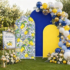 FYSUIMU 3 Pcs Mediterranean Lemon Arch Backdrop Covers Yellow Blue Stretchy Spandex Arch Stand Fabric Cover for Amalfi Coast Wedding Birthday Party Decoration (4ft/5ft/6ft) - Image 4