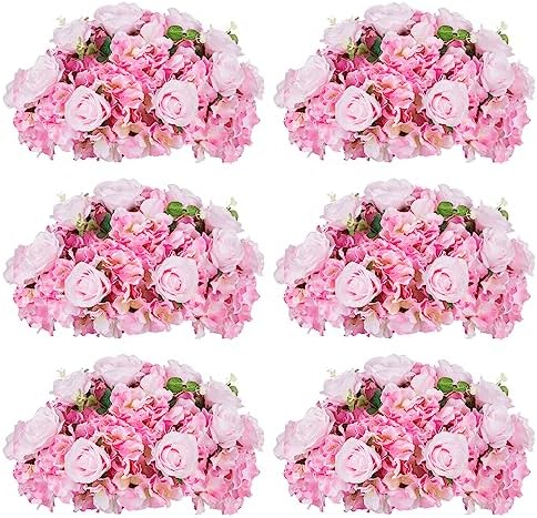 Pink Flowers Balls for Centerpieces: 15.7in Diam, Set of 6 by CreatedforWeddingsandHome