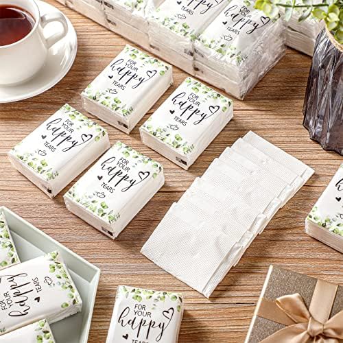 Sinmoe 100 Packs Happy Tears Wedding Facial Tissue Packs Travel Size - Image 2