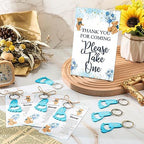 Estune 50 Sets Boy Baby Shower Bottle Opener Favors Bulk Include 50 Pcs Blue Footprint Keychain Bottle Openers with Organza Bags Thank Tags Baby Shower Gender Reveal Party Souvenirs Gifts for Guests - Image 6
