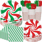 Pickmesh 400 Pcs Christmas Peppermint Candy Paper Plates Napkins Serve 50 by Pickmesh