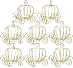 VILLCASE 8 Pcs Pumpkin Carriage Candy Boxes, Gold Metal Party Favors by VILLCASE
