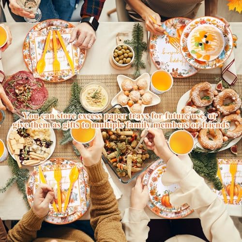 Funnymoom Thanksgiving Party Supplies for 50 Guests Fall Autumn Plates - Image 6