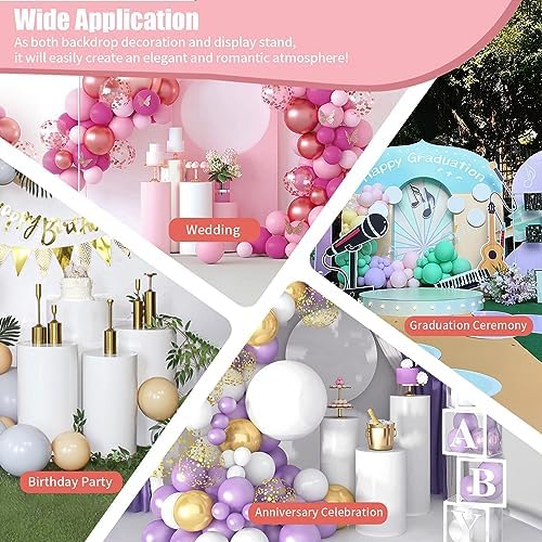 3Pcs Cylinder Pedestal Stands for Party, White Round Display Pedestal for Wedding Birthday Party Baby Shower Cake Table Event Decor - Image 7