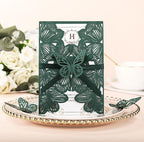 50Pcs Personalized Wedding Invitation Cards Laser Cut Hollow Butterfly with Ribbons Dark Green Invitation Kits with Envelopes and RSVP Cards For Wedding Baby Shower Birthday Quinceanera Invitation - Image 6