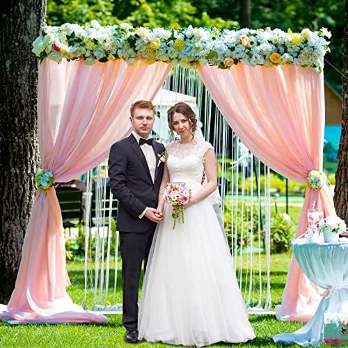 Wokceer Square Backdrop Stand White Metal Wedding Arch Stand 6.6FT x 6.6FT - Image 3