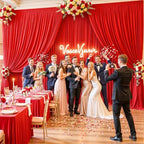 20ft x 15ft Red Wrinkle Free Backdrop Curtains for Wedding Party Backdrops Curtain Drapes Fabric Decorations Photo Back Drop Cloth for Baby Shower Photography Stage Reception - Image 2