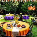 Buryeah 24 Pcs Black, Purple, Orange Round Plastic Tablecloths 84 Inch - Image 6