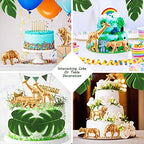 Soaoo 26 Pcs Gold Animals Figures Palm Leaves Cake Toppers, Safari Animal - Image 4
