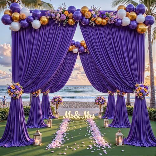 16ftx10ft Wrinkle Free Purple Backdrop Curtain - 10 Feet Photography Backdrop Drapes, Silky Polyester Back Drop Cloth for Wedding Baby Shower Balloon Arch Background - Image 4