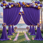 32ftx10ft Wrinkle Free Purple Backdrop Curtain - 10 Feet Photography Backdrop Drapes, Silky Polyester Back Drop Cloth for Wedding Baby Shower Balloon Arch Background - Image 3