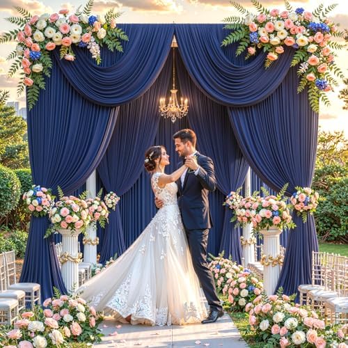 50x10FT Backdrop Curtains with Rod Pockets - Wrinkle Free Photo Stage Backdrop 10 Panels Curtains Drapes for Photography Wedding Party Baby Shower Decorations (Navy Blue) - Image 7