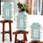 Green Leaf Table Cards Number 1-100 Double Sided For Wedding Reception Event Party Baby Shower Birthday 4x6, AT-TABLE-CARD-714 - Image 4