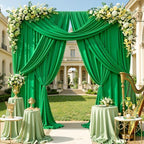 gogoparti 50ft x 12ft Green Wrinkle-Free Backdrop Curtain for Wedding Parties, Thick Polyester 10 Panels 5x12ft for Wedding Birthday Baby Shower Halloween Photography Party Background - Image 5