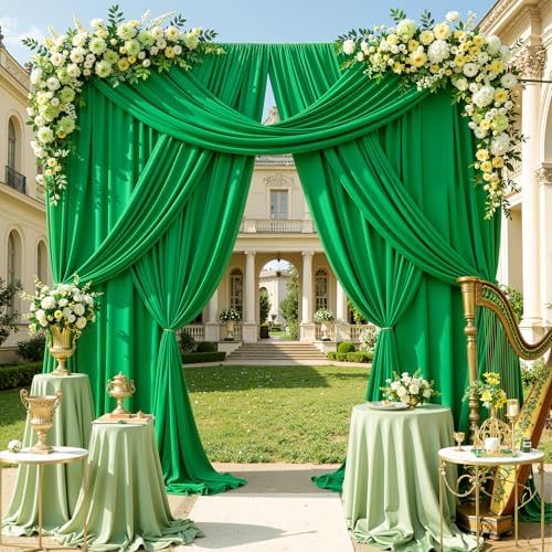 gogoparti 50ft x 12ft Green Wrinkle-Free Backdrop Curtain for Wedding Parties, Thick Polyester 10 Panels 5x12ft for Wedding Birthday Baby Shower Halloween Photography Party Background - Image 5