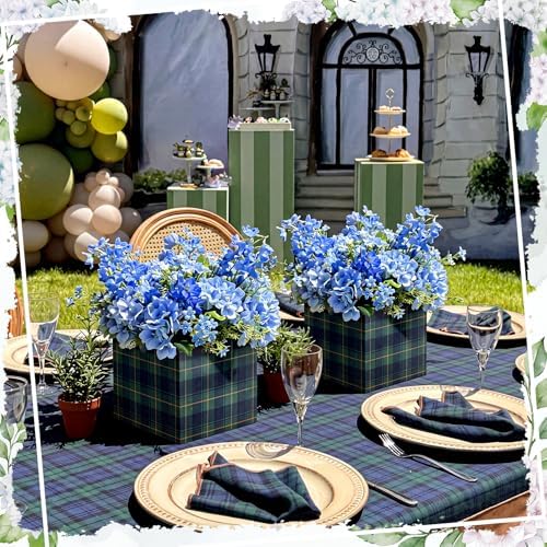Spiareal 24 Pcs Tartan Plaid Bear Baby Shower Centerpiece for Tables 7'' Green Blue Tartan Plaids Flower Boxes Vintage Birthday Party Decoration for Wedding Gender Reveal Party Supplies - Image 5