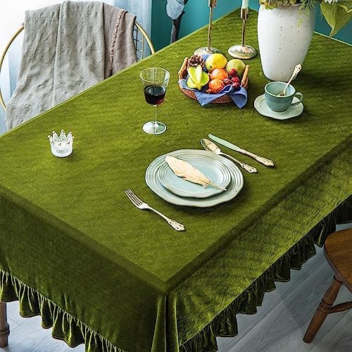 GLORY SEASON Velvet Tablecloth Luxurious Solid Rectangle Table Cloth,Oblong Retro Farmhouse Ruffle Tablecloths Washable Table Cover for Party Wedding Baby Shower Kitchen Dinning Tabletop Decoration - Image 6