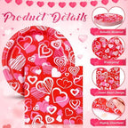 Ziliny 171 Pcs Valentine's Day Party Decorations Serve 24 Red Pink Hearts Paper Plates Napkins Cups Banner Tablecloth Cutlery Valentine Day Anniversary Wedding Baby Shower Party Supplies - Image 5