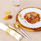 Ciaell 175 Piece White and Gold Plastic Plates for Weddings Parties - Image 5