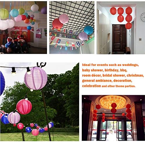 30 Pack Red Paper Lanterns 4" 6" 8" 10" 12" Assorted Sizes, CBTONE Red Hanging Round Lanterns Decorative Chinese Paper Lanterns for Birthday Wedding Baby Shower Festival Christmas Party Decoration - Image 3